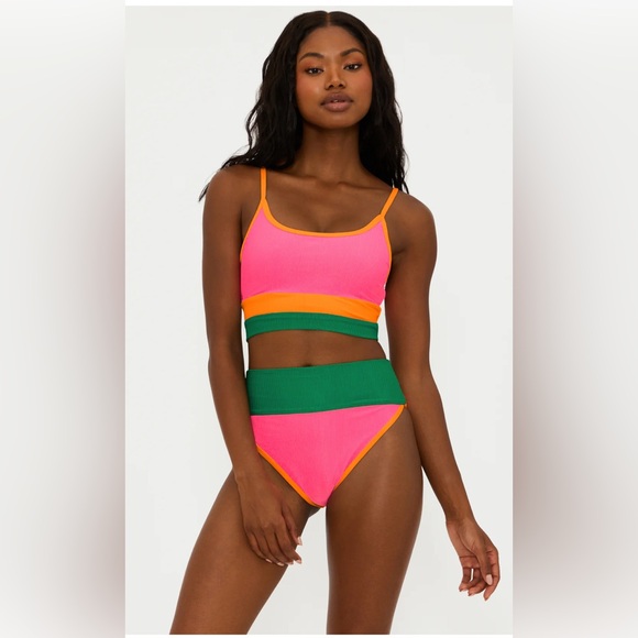 Beach Riot Emmy Bottom Strawberry Colorblock Size Small $98